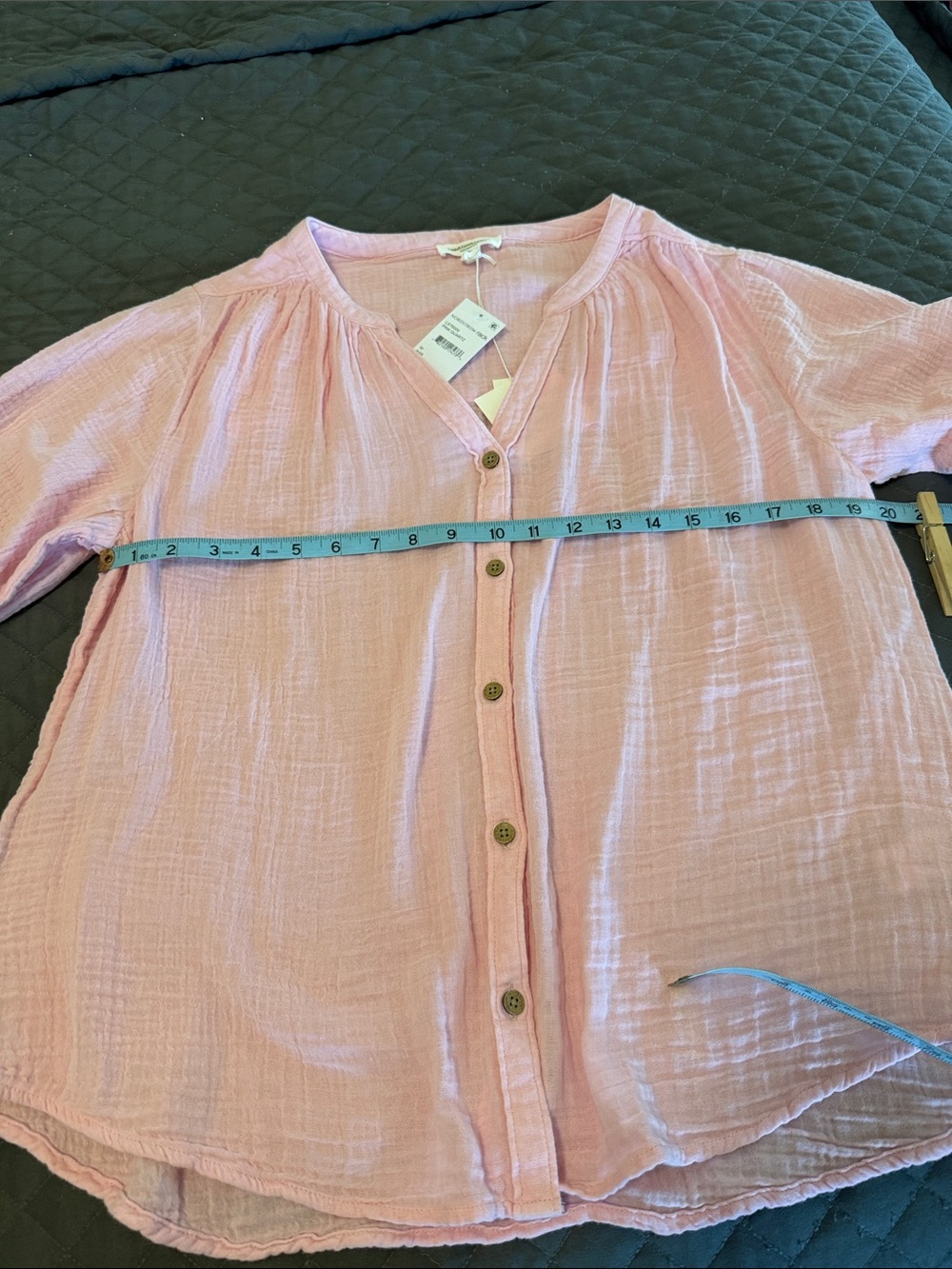 Nordstrom Light Pink Button-Front Gauze Shirt